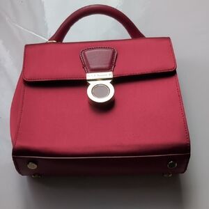 L K Bennett London Scarlet Red Satin Fabric Handbag